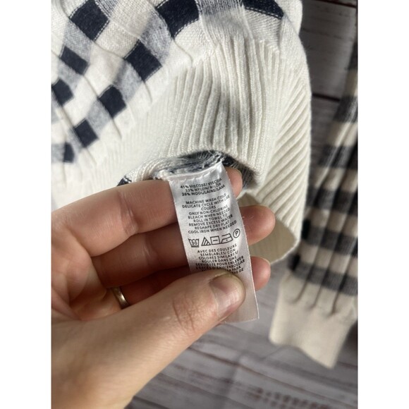 Loft Sweater Women’s Medium Wool Blend Plaid Long Sleeve Crew Neck - Picture 8 of 8